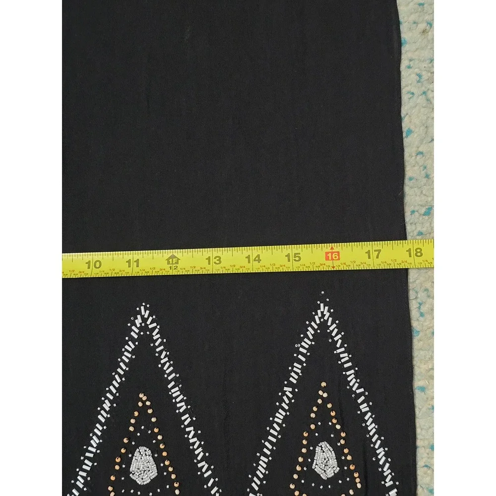Black Beaded‎ Fringe Scarf Shawl Wrap Evening Party Special Occasion (V)